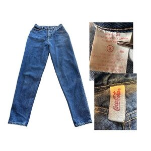 Vintage 1986 Coca Cola Jeans XS 0 24x28 High Rise Tapered Mom Denim Coke Logo